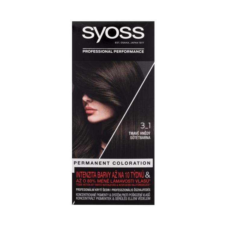 Syoss Permanent Coloration Vopsea de păr pentru femei 50 ml Nuanţă 3-1 Dark Brown