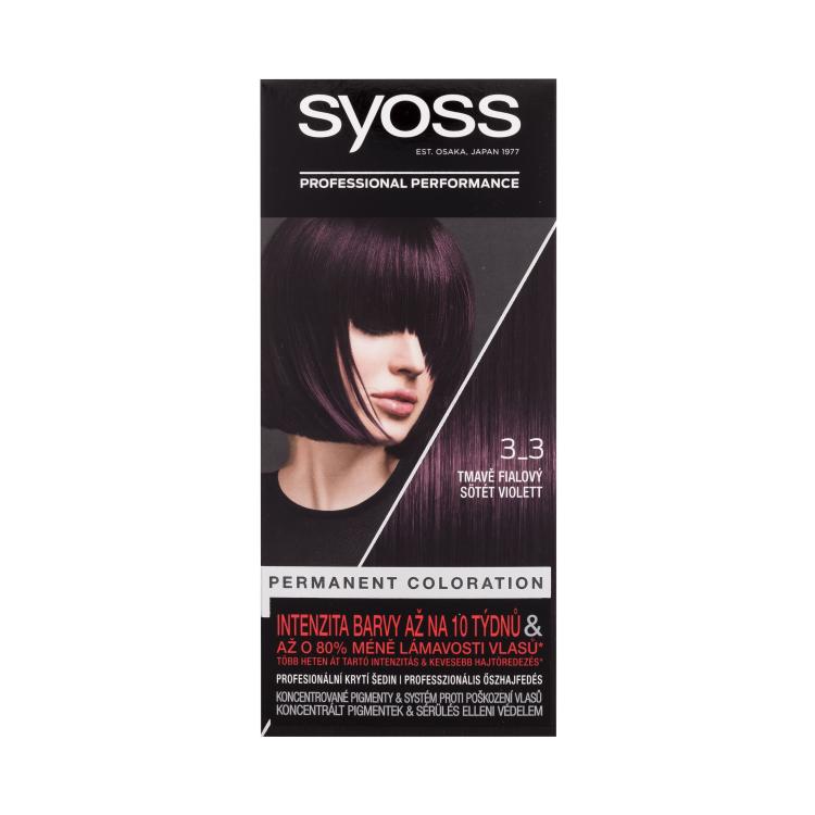 Syoss Permanent Coloration Vopsea de păr pentru femei 50 ml Nuanţă 3-3 Dark Violet