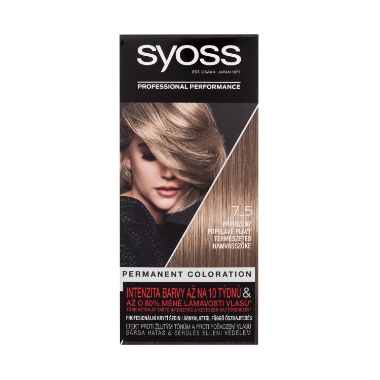 Syoss Permanent Coloration Vopsea de păr pentru femei 50 ml Nuanţă 7-5 Natural Ashy Blond