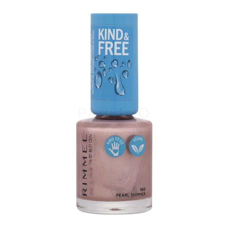 Rimmel London Kind &amp; Free Lac de unghii pentru femei 8 ml Nuanţă 160 Pearl Shimmer