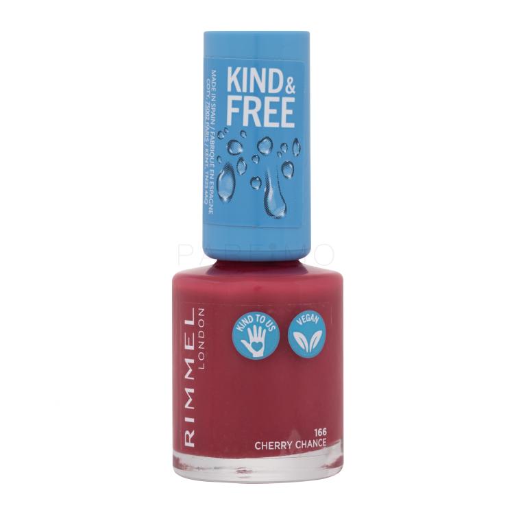 Rimmel London Kind &amp; Free Lac de unghii pentru femei 8 ml Nuanţă 166 Cherry Chance