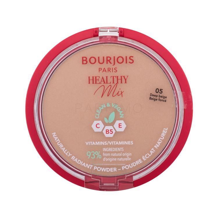 BOURJOIS Paris Healthy Mix Clean &amp; Vegan Naturally Radiant Powder Pudră pentru femei 10 g Nuanţă 05 Deep Beige