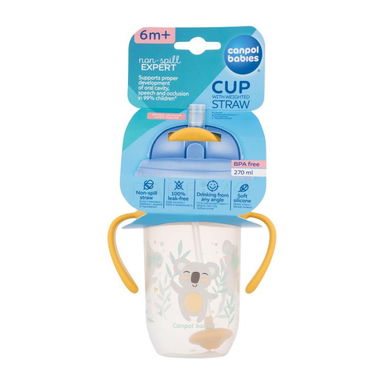 Canpol babies Exotic Animals Non-Spill Expert Cup With Weighted Straw Yellow Căni pentru copii 270 ml