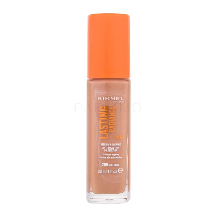 Rimmel London Lasting Radiance SPF25 Fond de ten pentru femei 30 ml Nuanţă 200 Soft Beige