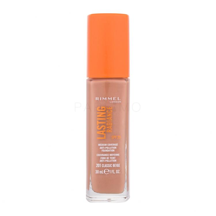 Rimmel London Lasting Radiance SPF25 Fond de ten pentru femei 30 ml Nuanţă 201 Classic Beige