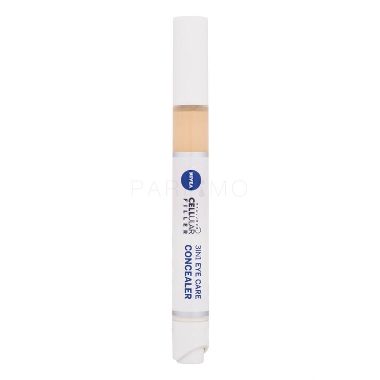 Nivea Hyaluron Cellular Filler 3in1 Eye Care Cushion Cremă de ochi pentru femei 4 ml Nuanţă 02 Medium