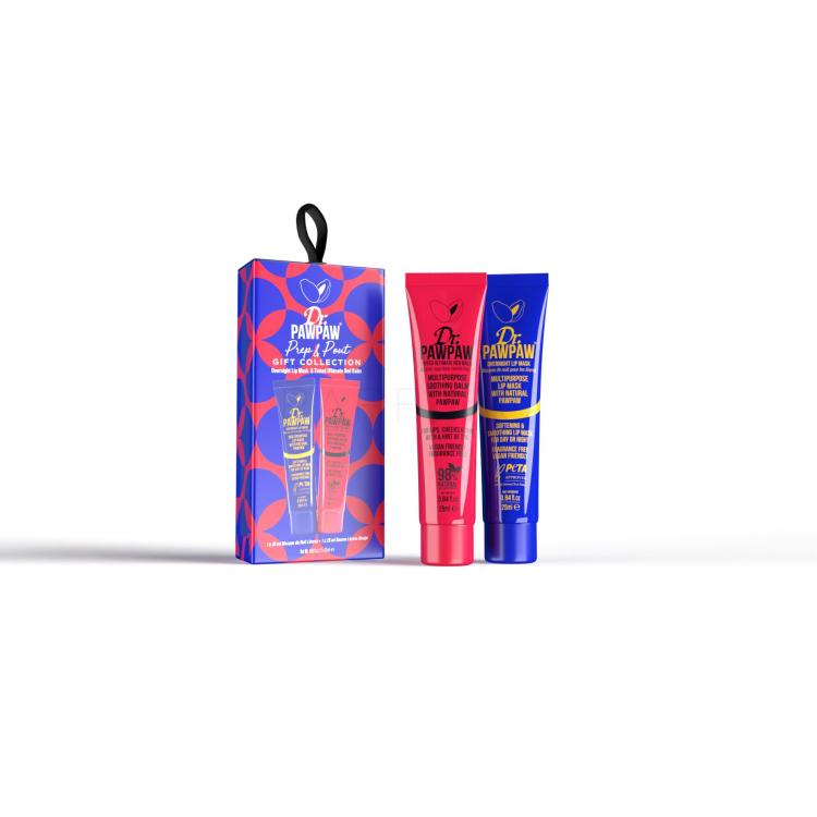 Dr. PAWPAW Prep &amp; Pout Gift Collection Set cadou Mască de buze Overnight Lip Mask 25 ml + balsam pentru buze și obraji Tinted Ultimate Red Balm 25 ml