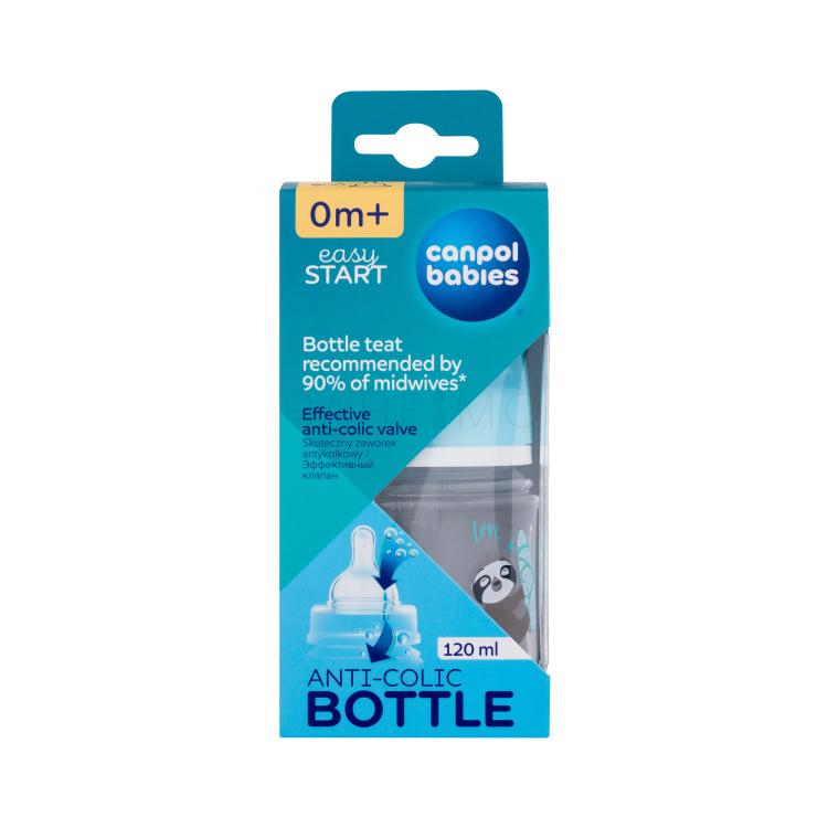 Canpol babies Exotic Animals Easy Start Anti-Colic Bottle Blue 0m+ Biberoane pentru copii 120 ml