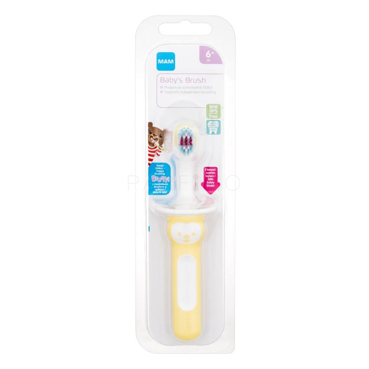 MAM Baby´s Brush 6m+ Yellow Periuțe de dinți pentru copii 1 buc