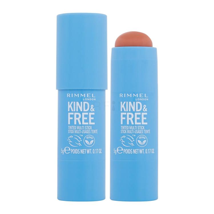 Rimmel London Kind &amp; Free Tinted Multi Stick Fard de obraz pentru femei 5 g Nuanţă 002 Peachy Cheeks