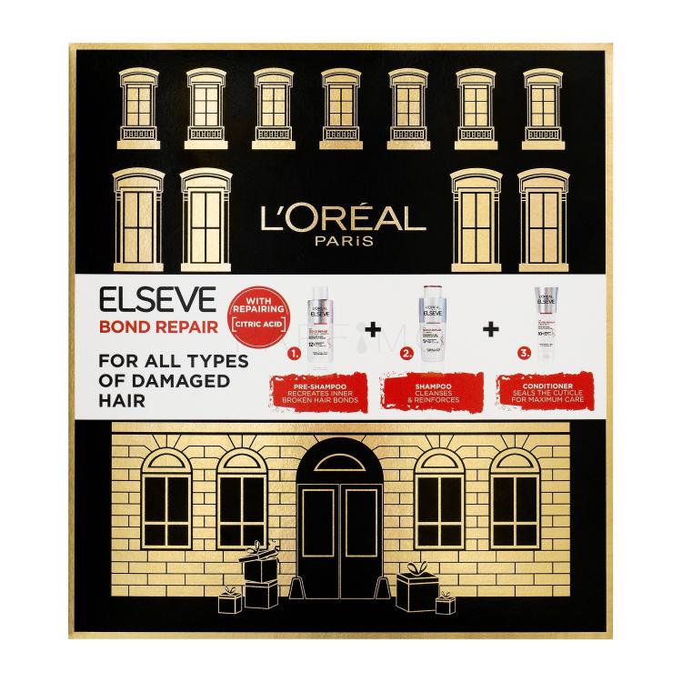 L&#039;Oréal Paris Elseve Bond Repair Set cadou șampon Elseve Bond Repair  200 ml + pre-șamponare Elseve Bond Repair  200 ml + balsam Elseve Bond Repair 150 ml