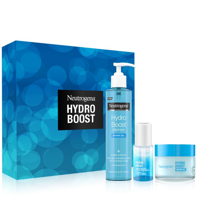 Neutrogena Hydro Boost Gift Set Set cadou Gel facial hidratant Hydro Boost Water Gel 50 ml + ser facial  Hydro Boost Hyaluronic Acid Concentrated Serum 15 ml + gel de curatare facial Hydro Boost Water Gel Cleanser 200 ml