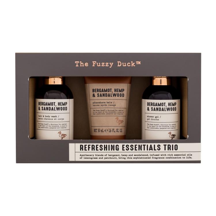 Baylis &amp; Harding The Fuzzy Duck™ Refreshing Essentials Trio Bergamot, Hemp &amp; Sandalwood Set cadou Gel de dus Bergamot, Hemp &amp; Sandalwood 100 ml + sampon Bergamot, Hemp &amp; Sandalwood 100 ml + balsam dupa ras Bergamot, Hemp &amp; Sandalwood 100 ml