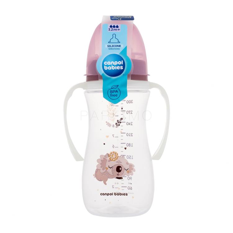 Canpol babies Sleepy Koala Easy Start Anti-Colic Bottle Pink 12m+ Biberoane pentru copii 300 ml