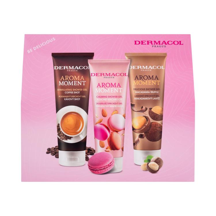 Dermacol Aroma Moment Be Delicious Set cadou Gel de duș Coffee Shot 250 ml + gel de duș Almond Macaroon 250 ml + gel de duș Macadamia Truffle 250 ml