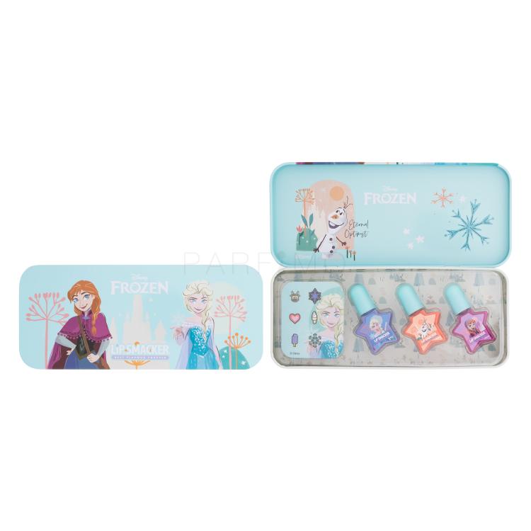 Lip Smacker Disney Frozen Nail Polish Tin Set cadou Lac de unghii 3 x 4,25 ml + autocolante + cutie de metal