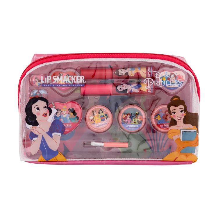 Lip Smacker Disney Princess Essential Makeup Bag Set cadou Luciu de buze 2 x 2 ml + luciu de buze cremos 2 x 0,8 g + cremă iluminatoare 3 x 1,6 g + inel 2 buc + pandantiv + aplicator + geantă cosmetică