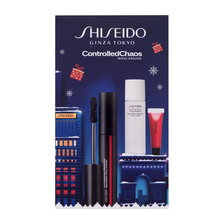 Shiseido ControlledChaos MascaraInk Set cadou Mascara ControlledChaos MascaraInk 11,5 ml + demachiant Instant Eye and Lip Makeup Remover 30 ml + luciu de buze Shimmer GelGloss 2 ml 07 Shin-Ku Red