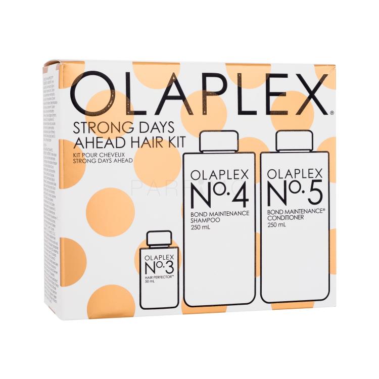 Olaplex Strong Days Ahead Hair Kit Set cadou Îngrijirea părului Hair Perfector nr. 3 30 ml + sampon Bond Maintenance Shampoo nr. 4 250 ml + balsam Bond Maintenance Conditioner nr. 5 250 ml