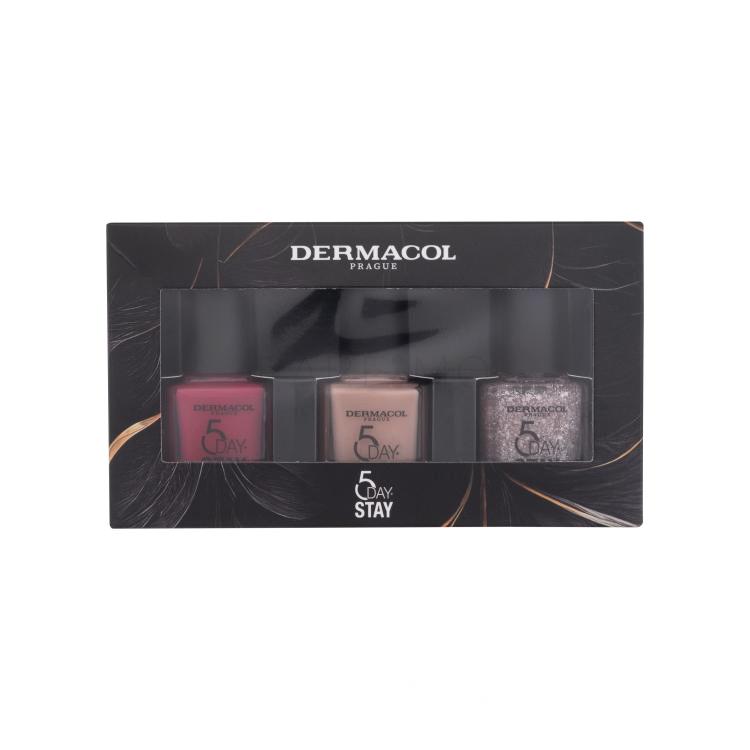 Dermacol 5 Day Stay Nail Polish Collection Set cadou Lac de unghii 5 Day Stay 11 ml 38 Cherry Blossom + lac de unghii 5 Day Stay 11 ml 51 Daylight + lac de unghii 5 Day Stay 11 ml 05 Lucky Charm