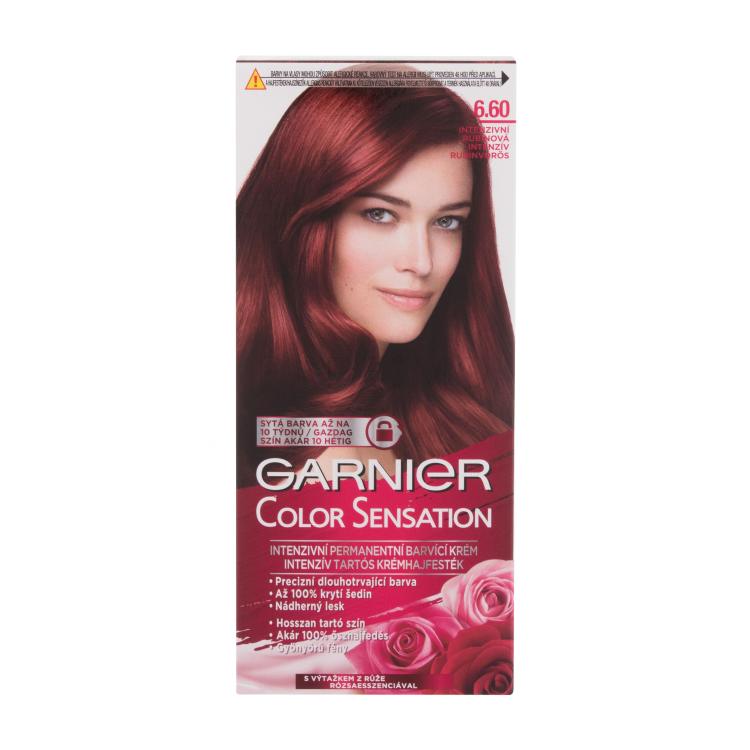 Garnier Color Sensation Vopsea de păr pentru femei 40 ml Nuanţă 6,60 Intense Ruby Cutie cu defect