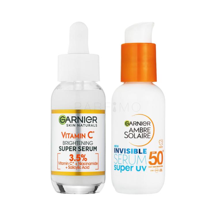 Set Ser facial Garnier Skin Naturals Vitamin C Brightening Super Serum + Pentru ten Garnier Ambre Solaire Super UV Invisible Serum SPF50+