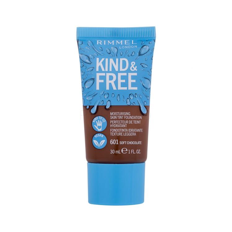 Rimmel London Kind &amp; Free Skin Tint Foundation Fond de ten pentru femei 30 ml Nuanţă 601 Soft Chocolate