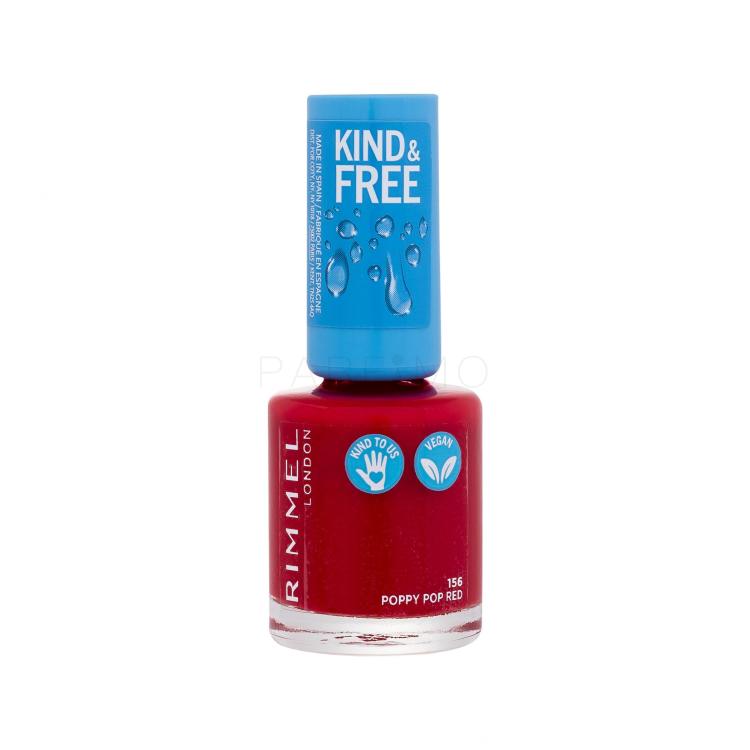 Rimmel London Kind &amp; Free Lac de unghii pentru femei 8 ml Nuanţă 156 Poppy Pop Red