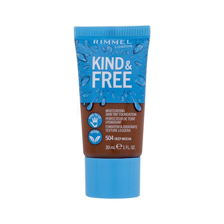 Rimmel London Kind &amp; Free Skin Tint Foundation Fond de ten pentru femei 30 ml Nuanţă 504 Deep Mocha