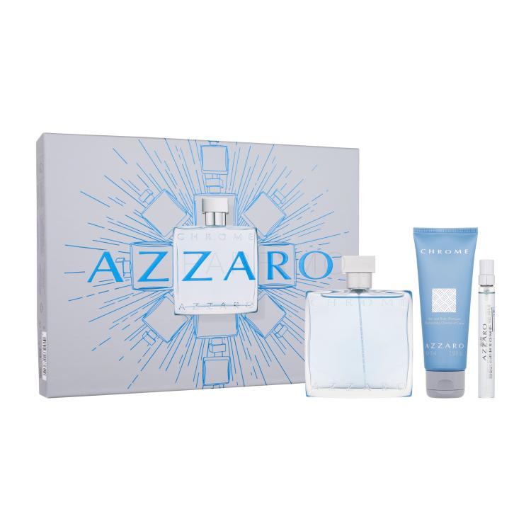 Azzaro Chrome Set cadou Apă de toaletă 100 ml + apă de toaletă 10 ml + șampon pentru păr și corp 75 ml