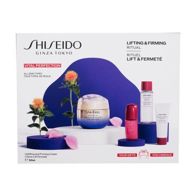 Shiseido Vital Perfection Uplifting and Firming Cream Lifting &amp; Firming Ritual Set cadou Crema de zi Vital Perfection Uplifting and Firming Cream 50 ml + spuma de curatare Clarifying Cleansing Foam 15 ml + lotiune faciala Treatment Softener 30 ml + ser facial Ultimune Power Infusing Concentrate 10 m