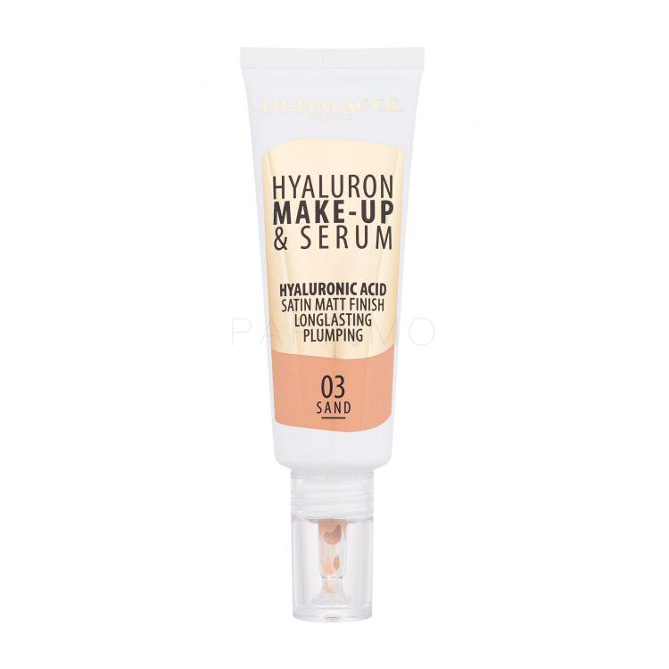 Dermacol Hyaluron Make-Up &amp; Serum Fond de ten pentru femei 25 g Nuanţă 03 Sand