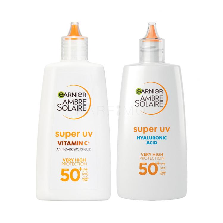 Set Pentru ten Garnier Ambre Solaire Super UV Hyaluronic Acid SPF50+ + Pentru ten Garnier Ambre Solaire Super UV Vitamin C SPF50+