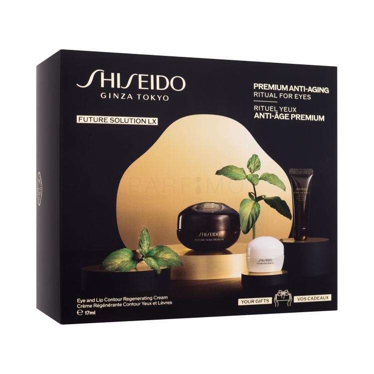 Shiseido Future Solution LX Eye And Lip Regenerating Cream Set cadou Crema de ochi Future Solution LX Eye &amp; Lip Regenerating Cream 17 ml + spuma de curatare Future Solution LX Extra Rich Cleansing Foam 15 ml + crema de fata Future Solution LX Total Protective Cream SPF20 15 ml