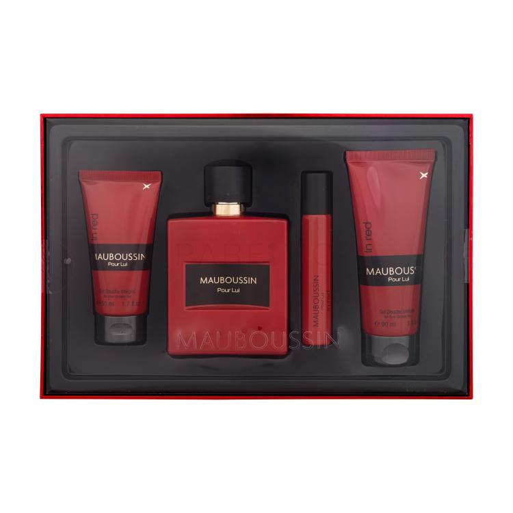 Mauboussin Pour Lui In Red Set cadou Apă de parfuma 100 ml + gel de duș 90 ml + apă de parfum 20 ml + gel de duș 50 ml