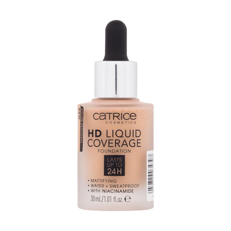 Catrice HD Liquid Coverage 24H Fond de ten pentru femei 30 ml Nuanţă 034 Medium Beige