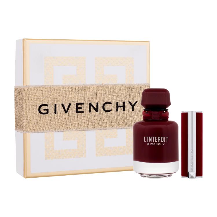 Givenchy L&#039;Interdit Rouge Ultime Set cadou Apă de parfum 50 ml + ruj Le Rouge Deep Velvet 3.4 g 37 Rouge Grainé