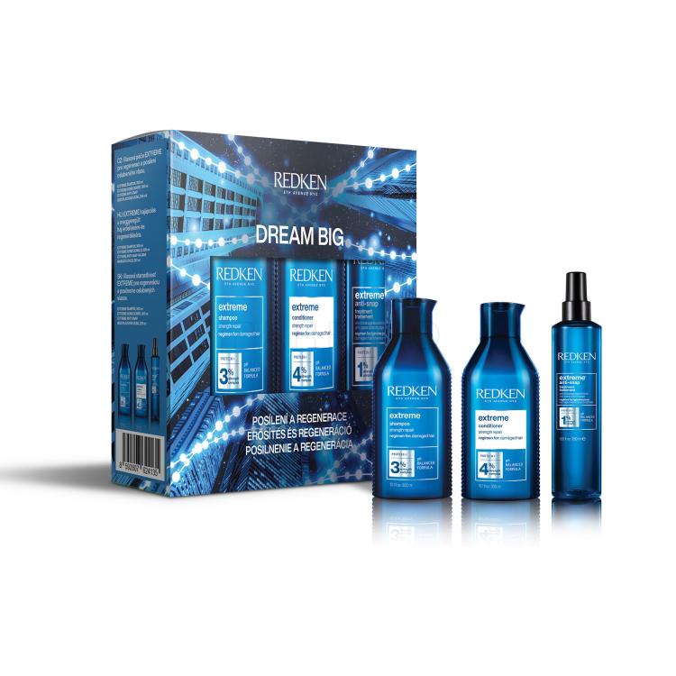 Redken Extreme Dream Big Set cadou Șampon Extreme 300 ml + balsam Extreme 300 ml + tratament pentru păr Extreme Anti-Snap Treatment 250 ml