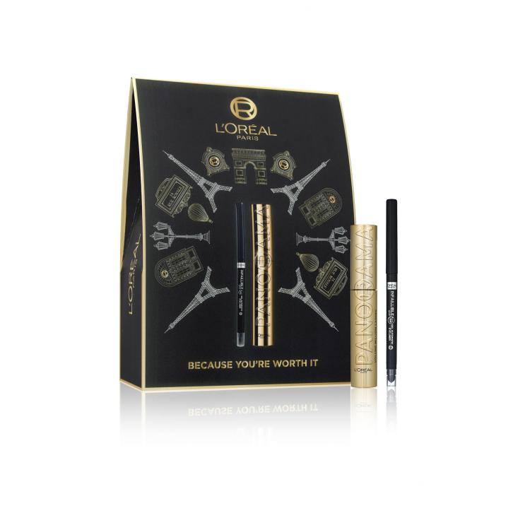 L&#039;Oréal Paris Panorama Set cadou Rimel Panorama 10,5 ml Black + creion de ochi Infaillible Grip 36H Gel Automatic Eye Liner 1,2 g 001 Intense Black