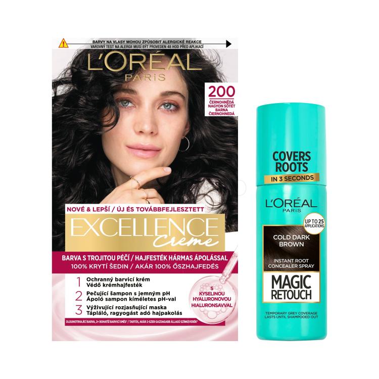 Set Vopsea de păr L&#039;Oréal Paris Excellence Creme Triple Protection + Vopsea de păr L&#039;Oréal Paris Magic Retouch Instant Root Concealer Spray