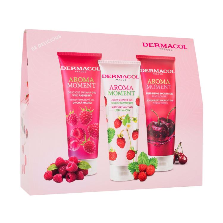 Dermacol Aroma Moment Be Delicious Set cadou Gel de duș Wild Raspberry 250 ml + gel de duș Wild Strawberries 250 ml + gel de duș Black Cherry 250 ml