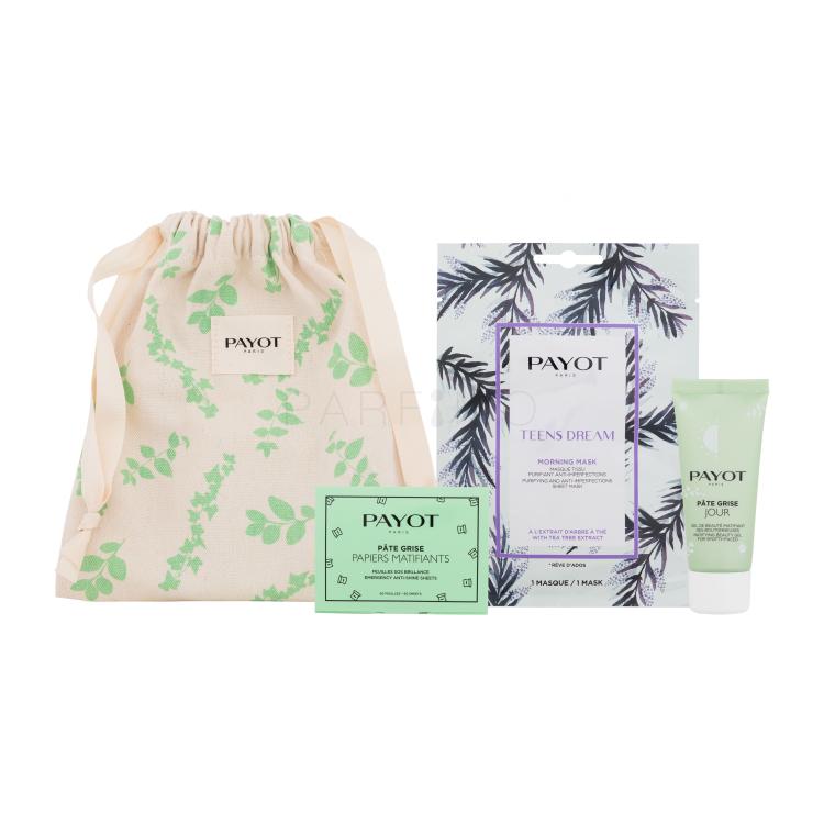 PAYOT Pâte Grise Kit Maskné Set cadou Gel pentru față Pate Grise Jour 30 ml + mască de dimineață Teens Dream 1 buc + șervețele matifiante Pate Grise 50 buc + săculeț