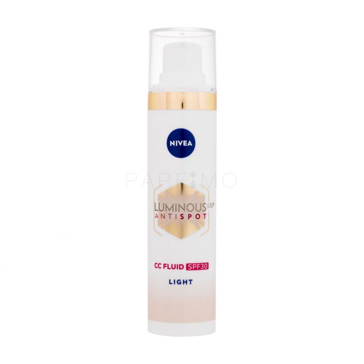 Nivea Luminous 630 Antispot CC Fluid SPF30 Cremă CC pentru femei 40 ml Nuanţă 01 Light