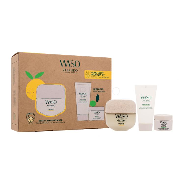 Shiseido Waso Good Night Recovery Kit Set cadou Mască de față Yuzu-C Beauty Sleeping Mask 50 ml + gel de curățare Shikulime Gel-To-Oil Cleanser 30 ml + cremă de față Shikulime Mega Hydrating Moisturizer 15 ml