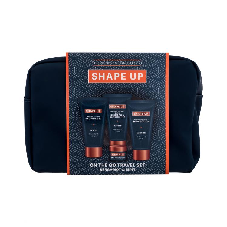 Xpel Shape Up On The Go Travel Set Set cadou Gel de duș Bergamot &amp; Mint 100 ml + lapte de corp Bergamot &amp; Mint 100 ml + șampon 2 în 1 Bergamot &amp; Mint 100 ml + ceară de păr 20 ml + burete de baie + trusă cosmetică