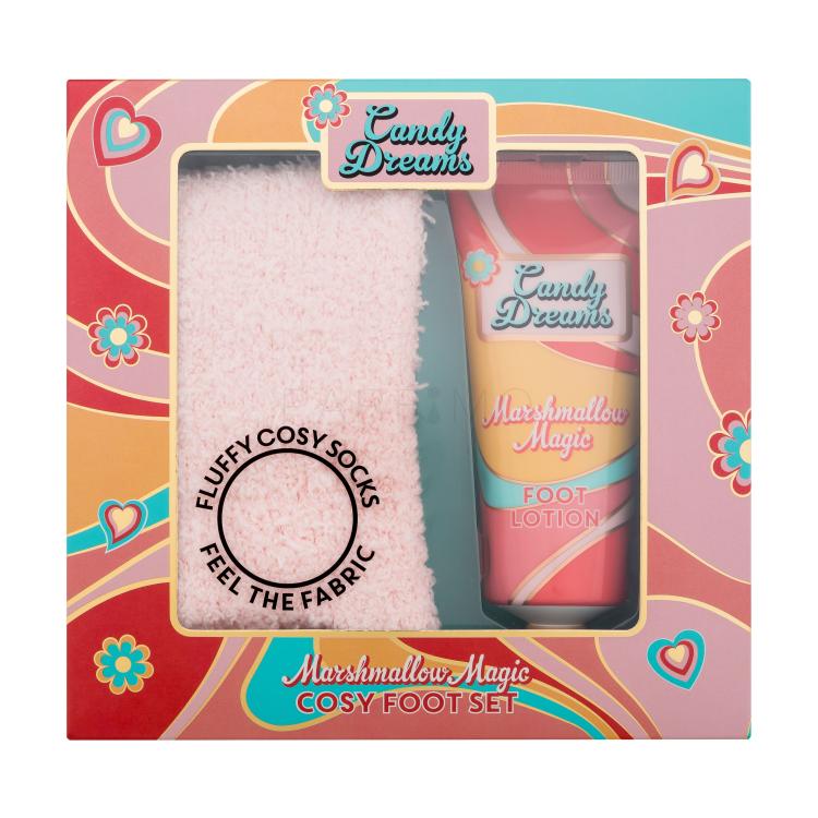 Xpel Candy Dreams Marshmallow Magic Cosy Foot Set Set cadou Loțiune pentru picioare Marshmallow Magic 100 ml + 1 pereche de șosete moi o mărime