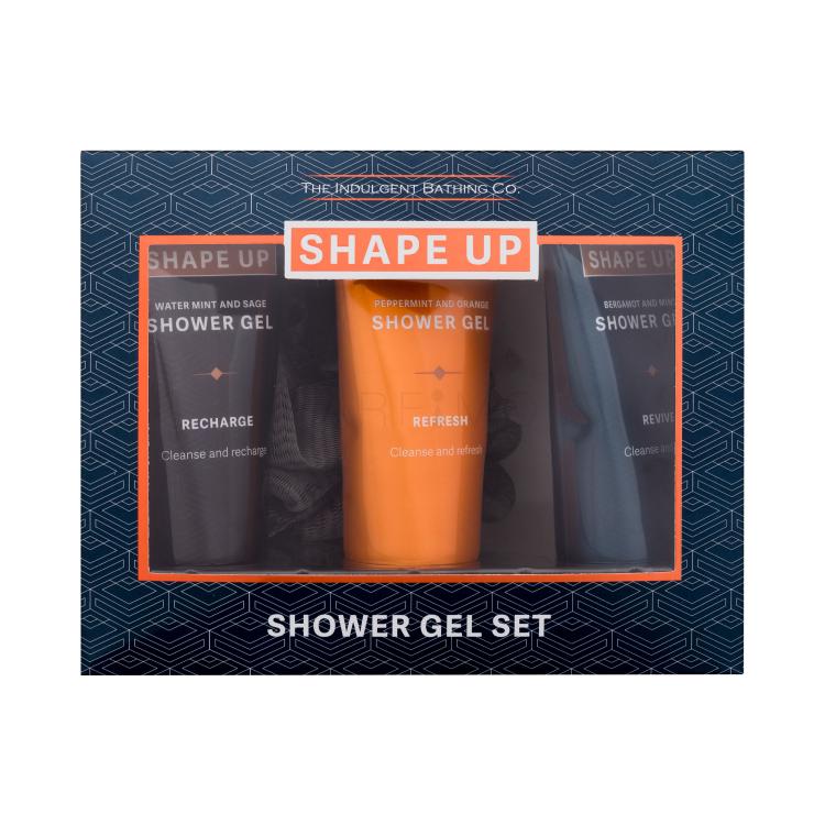 Xpel Shape Up Shower Gel Set Set cadou Gel de duș Bergamot &amp; Mint 100 ml + gel de duș Peppermint &amp; Orange 100 ml + gel de duș Water Mint &amp; Sage 100 ml + burete de baie