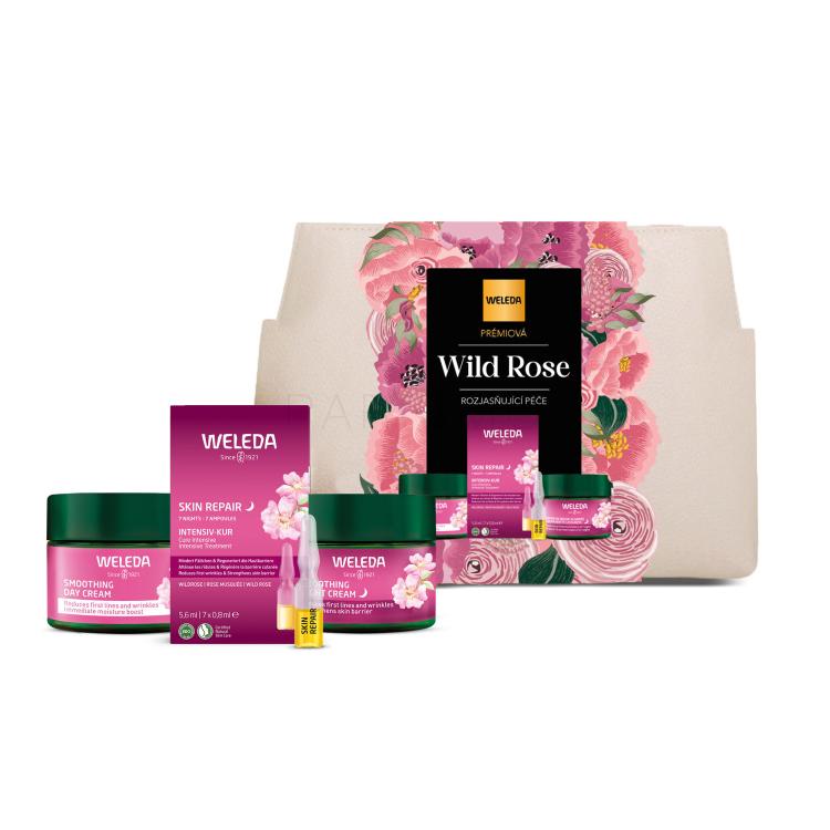 Weleda Wild Rose &amp; White Tea Premium Brightening Care Set cadou Cremă de zi pentru față cu trandafir sălbatic și ceai alb - Wild Rose &amp; White Tea Smoothing Day Cream 40 ml + cremă de noapte pentru față cu trandafir sălbatic și ceai alb - Wild Rose &amp; White Tea Smoothing Night Cream 40 ml + tratament 