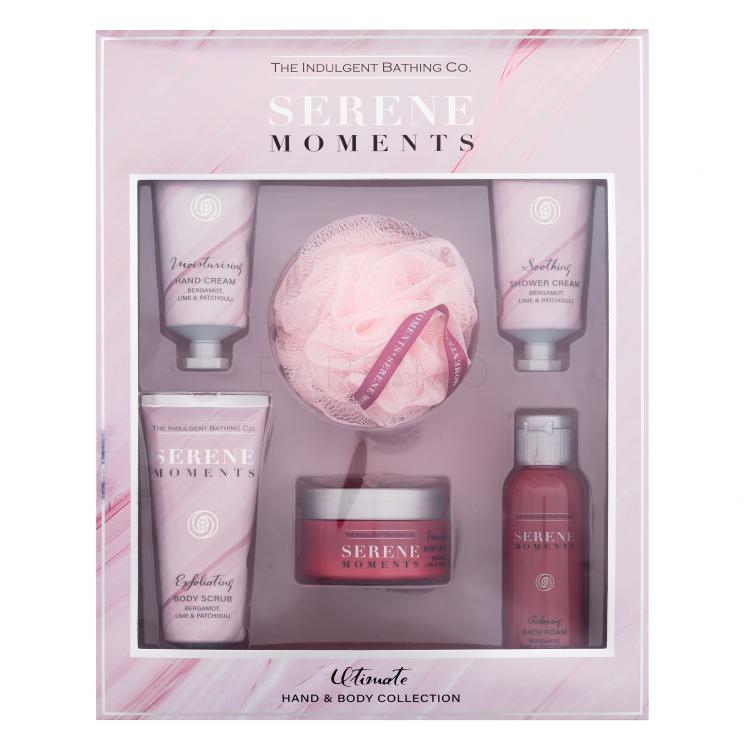 The Indulgent Bathing Co. Serene Moments Ultimate Hand &amp; Body Collection Set cadou Spumă de baie Relaxing Bath Foam 100 ml + unt de corp Nourishing Body Butter 100 ml + scrub de corp Exfoliating Body Scrub 100 ml + cremă de mâini Moisturising Hand Cream 100 ml + cremă de duș Soothing Shower Cream 10