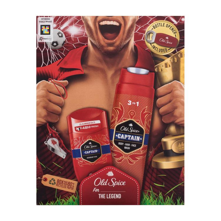 Old Spice Captain Set cadou Deostick 50 ml + gel de duș 3in1 250 ml + deschizător de sticle Cutie cu defect